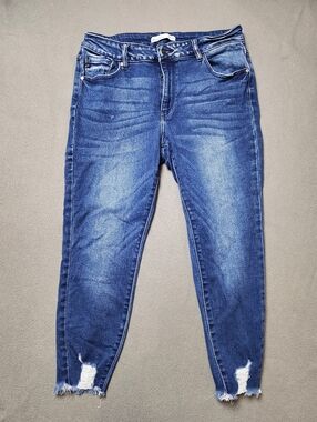 Maurices Size 14 KanCan Skinny High Rise Dark Ripped Hem Jean